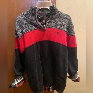 NWT Izod size 6/7 boys sweater and plaid button down